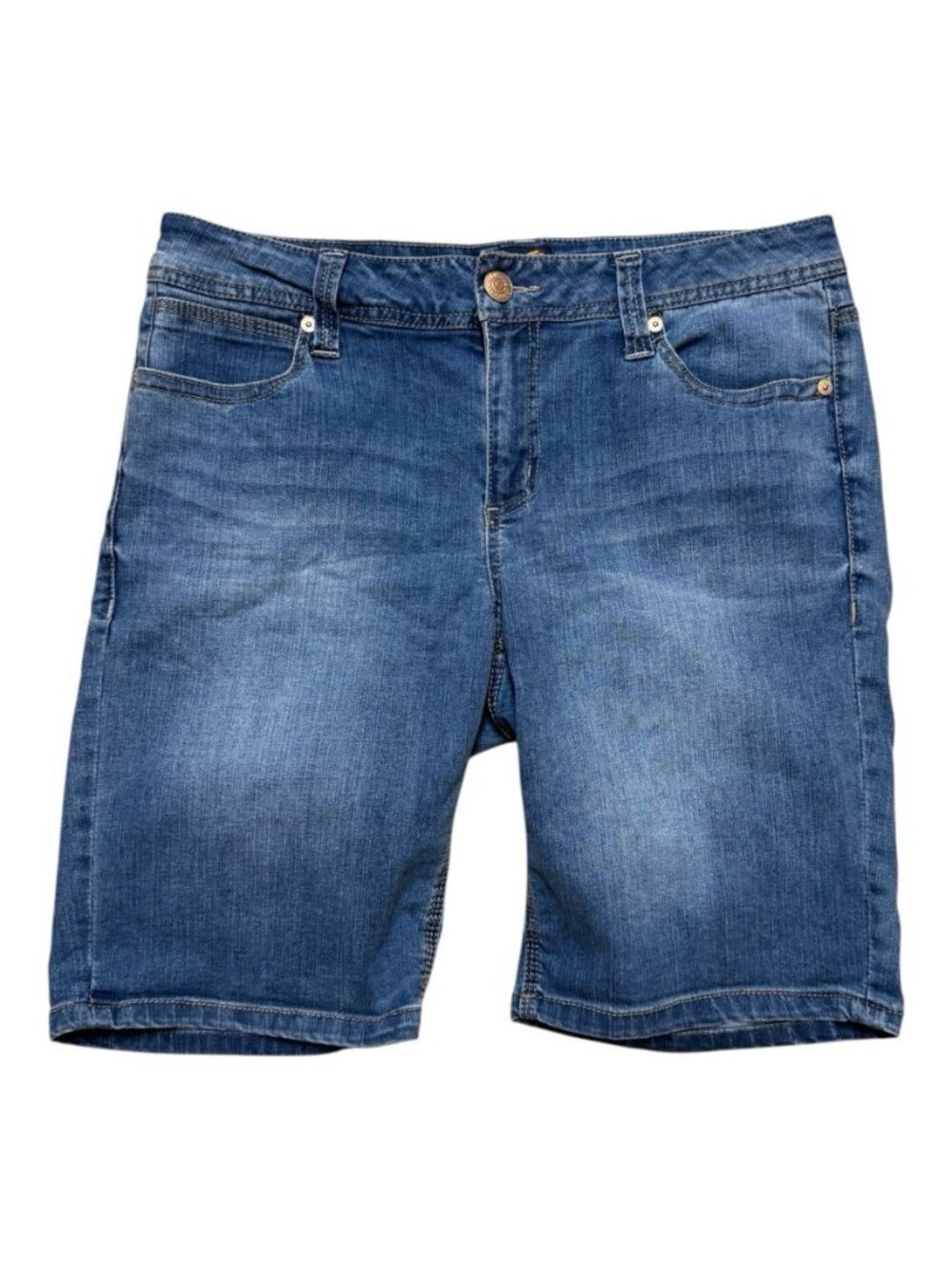 Seven7 Denim Bermuda Shorts Womens 12 Blue Stretch Mid Rise Jean Shorts 10 In
